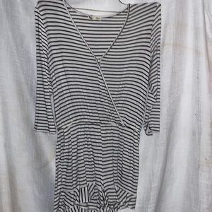 A black and white striped dress